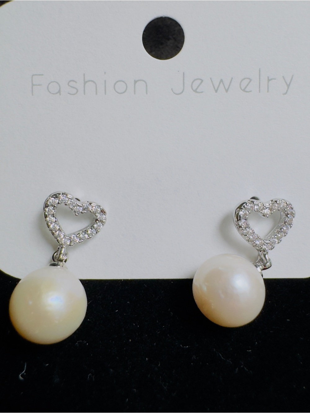Fashion Jewelry Silver Heart Pearl Drop Earrings
